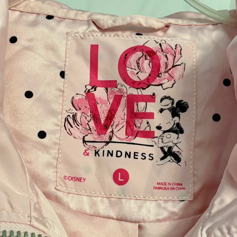 Disney Minnie Mouse Blush Pink Utility Hooded Jacket Love & Kindness Hearts - Picture 8 of 9